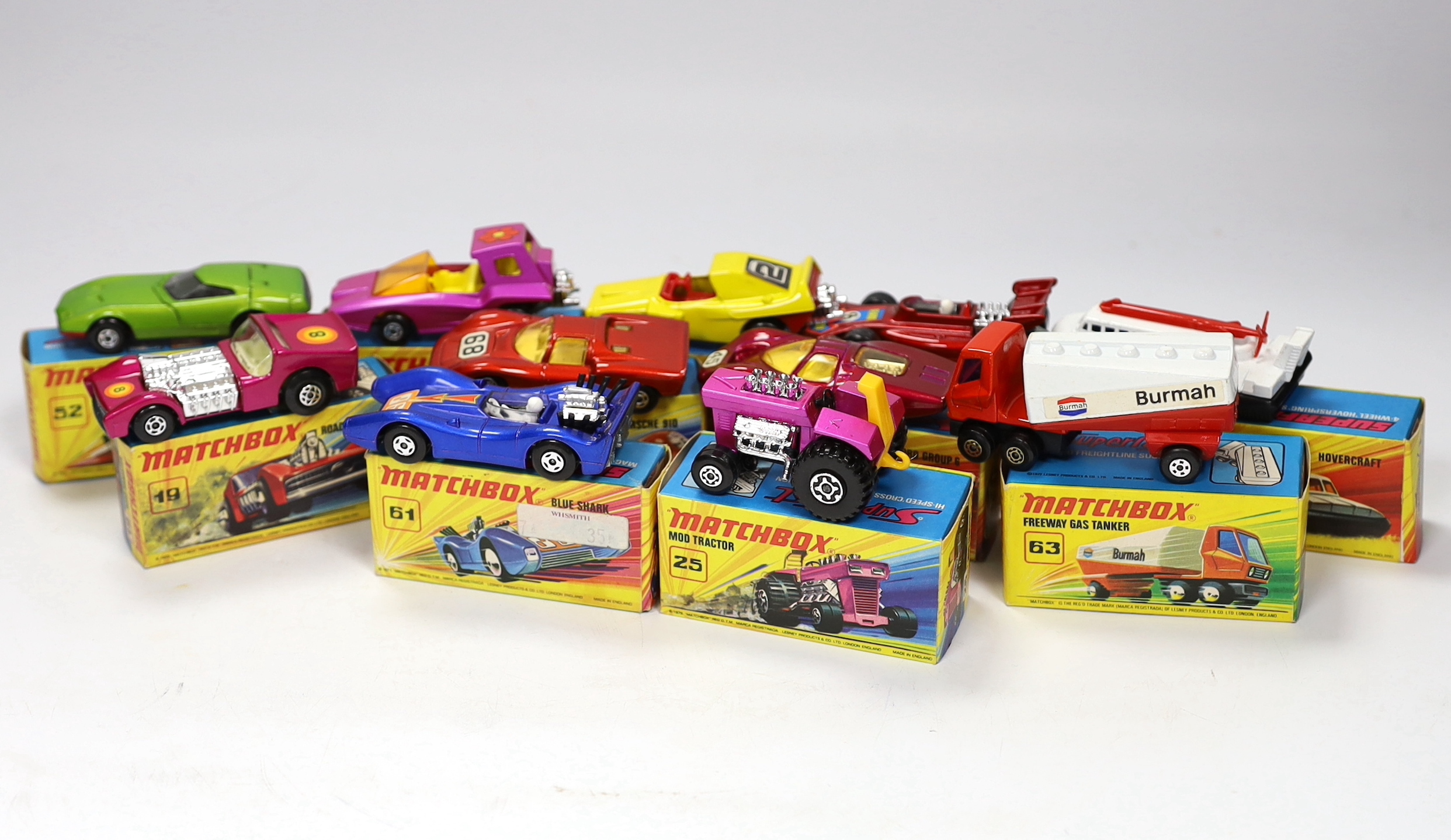 Eleven boxed Matchbox Superfast 1-75 series diecast vehicles